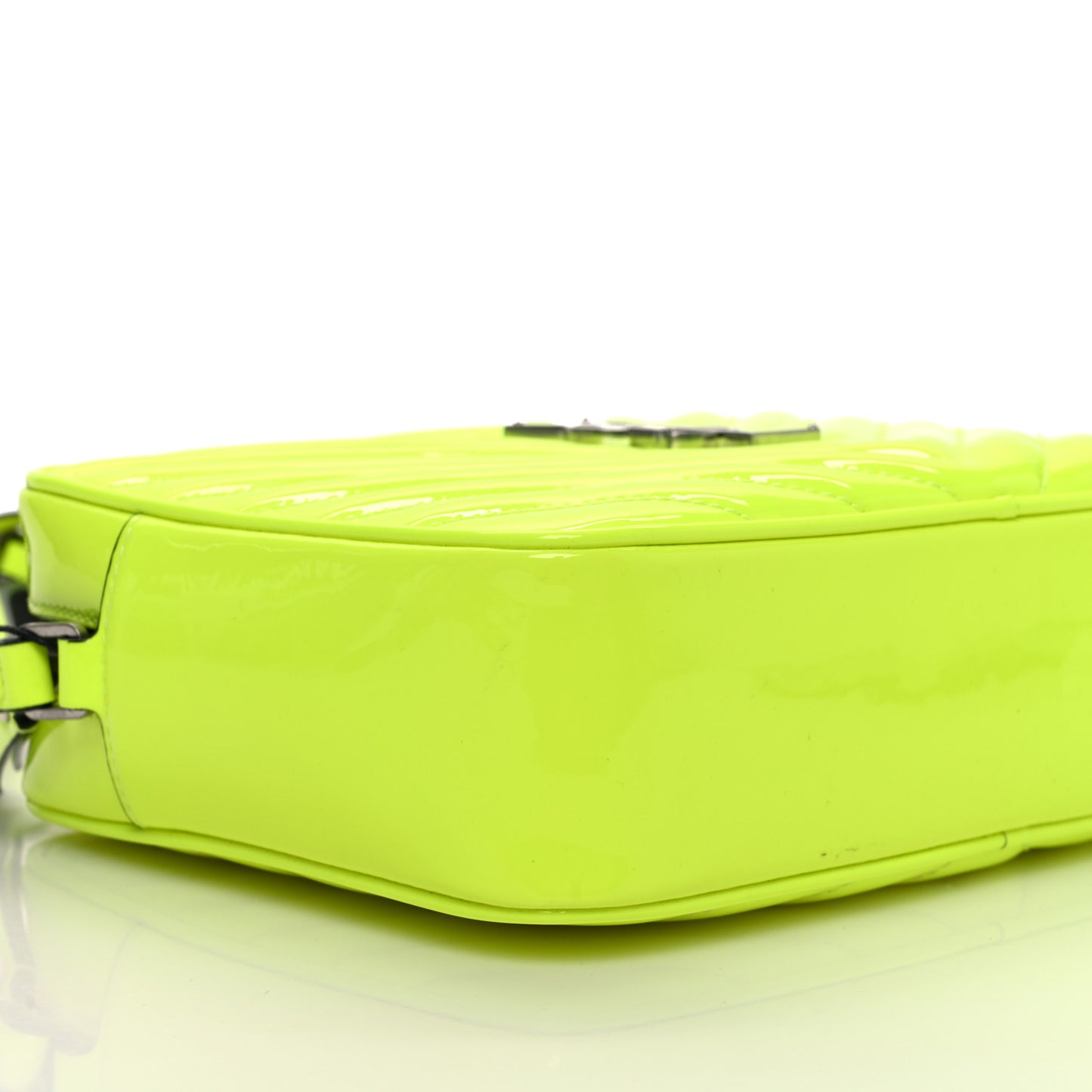 Patent Calfskin Matelasse Monogram Lou Camera Bag Neon Yellow