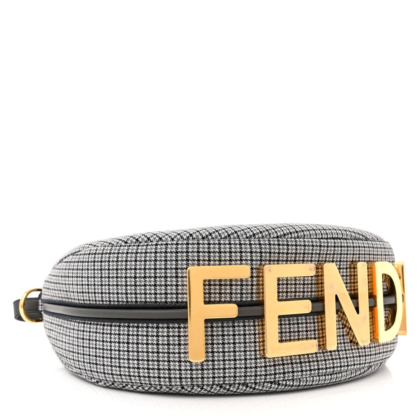 Wool Vitello Grace Small Houndstooth Small Fendigraphy Hobo Bag Grigio Anthracite