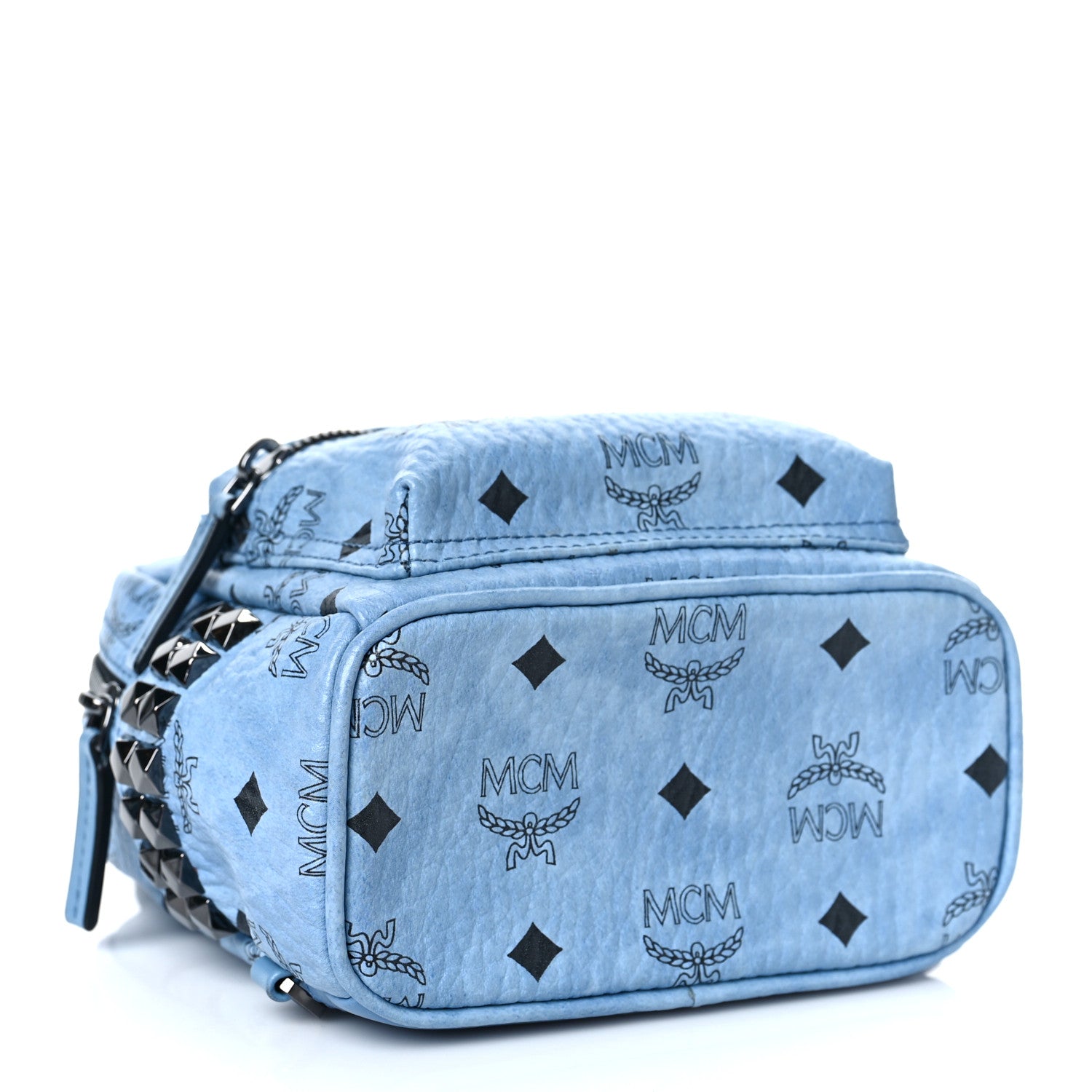 MCM Visetos Side Stud X-Mini Stark Bebe Boo Backpack Blue 4 of 8