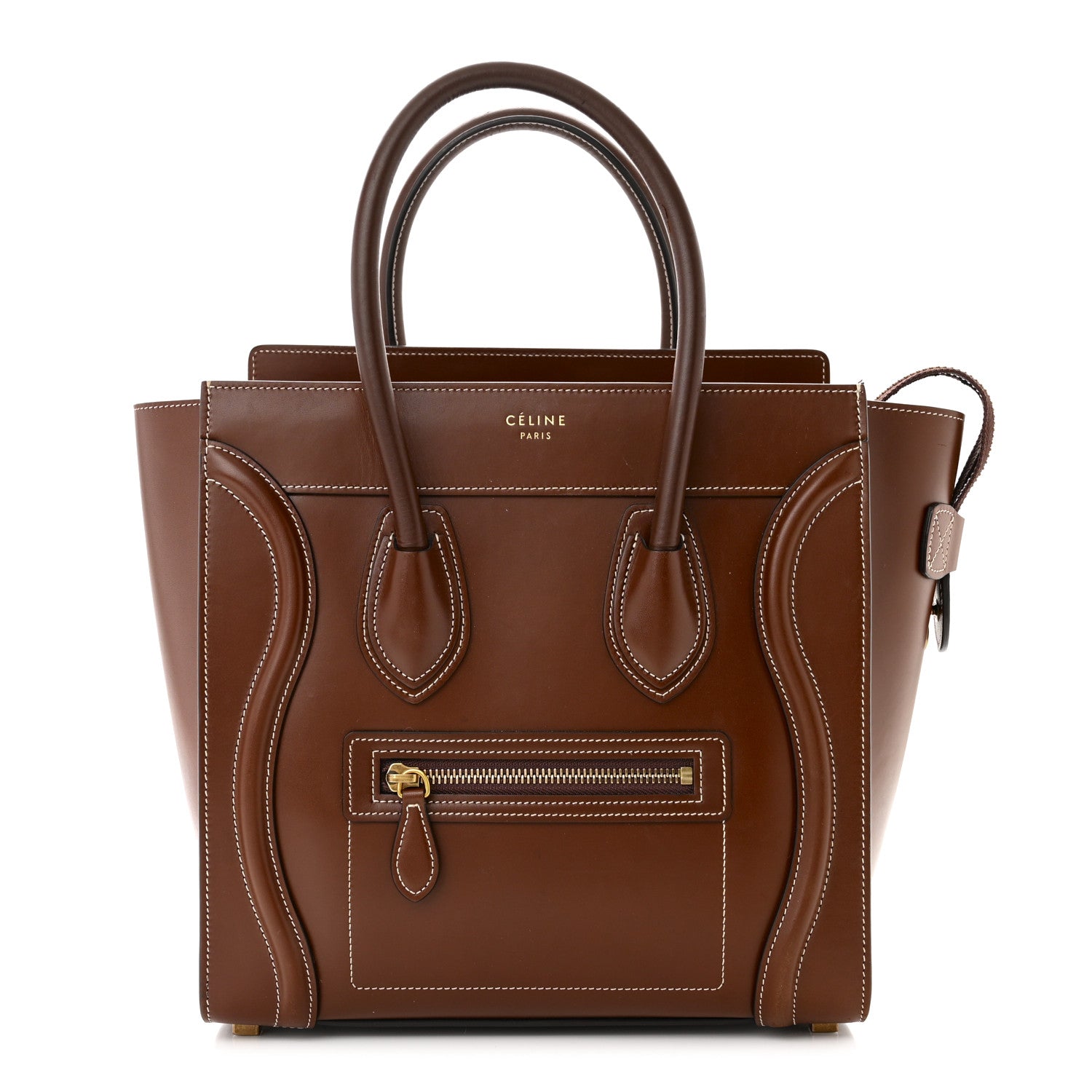 Celine Satinated Natural Calfskin Micro Luggage Dark Brown 1 of 14