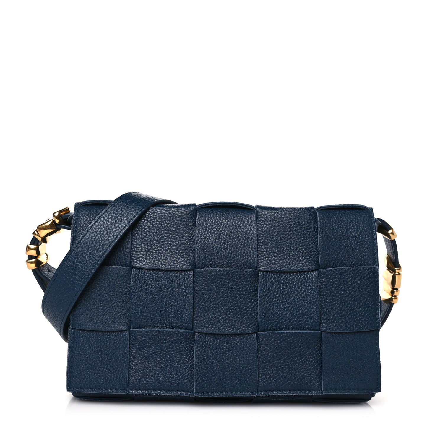 Grained Calfskin Maxi Intrecciato Cassette Crossbody Bag Deep Blue