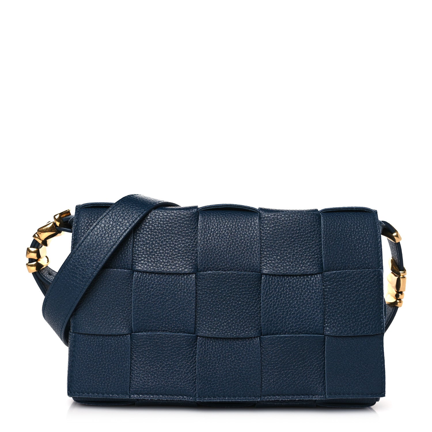 Bottega Veneta Grained Calfskin Maxi Intrecciato Cassette Crossbody Bag Deep Blue 1 of 11