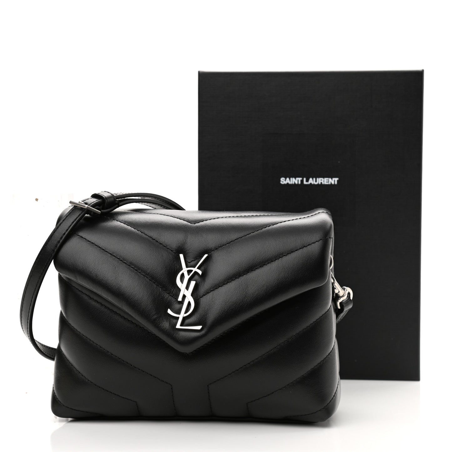 Calfskin Y Quilted Monogram Toy Loulou Crossbody Bag Black