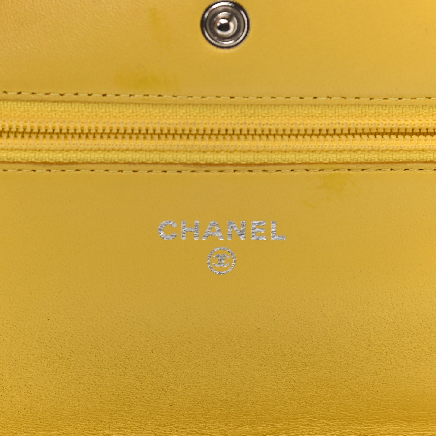 Lambskin Quilted Wallet on Chain WOC Yellow