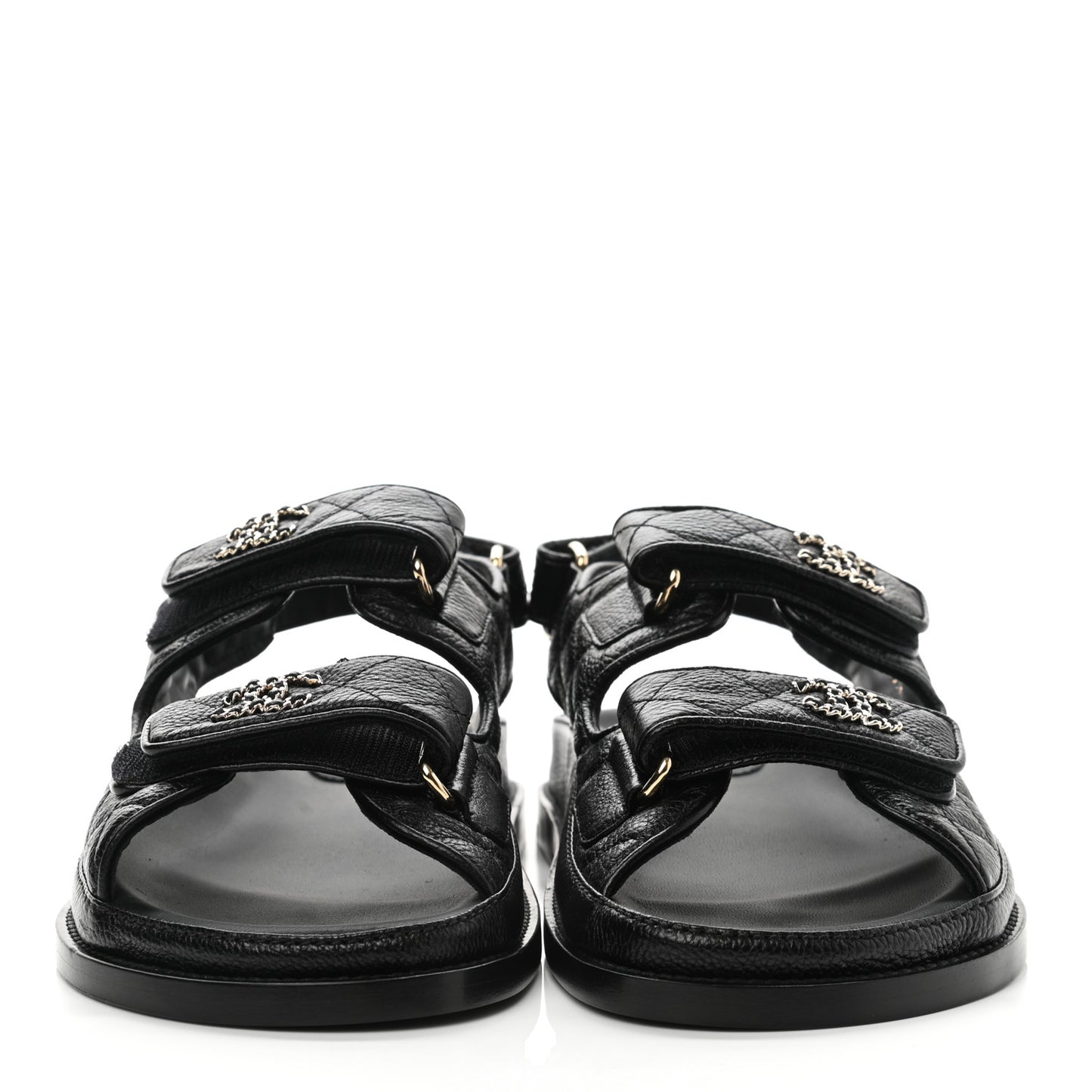 Grained Calfskin Velcro Dad Sandals 36.5 Black