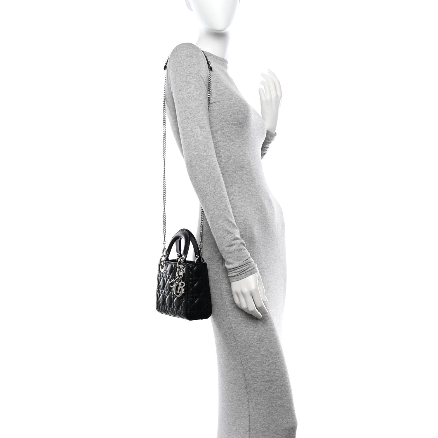 Christian Dior Lambskin Cannage Mini Lady Dior Black 2 of 12