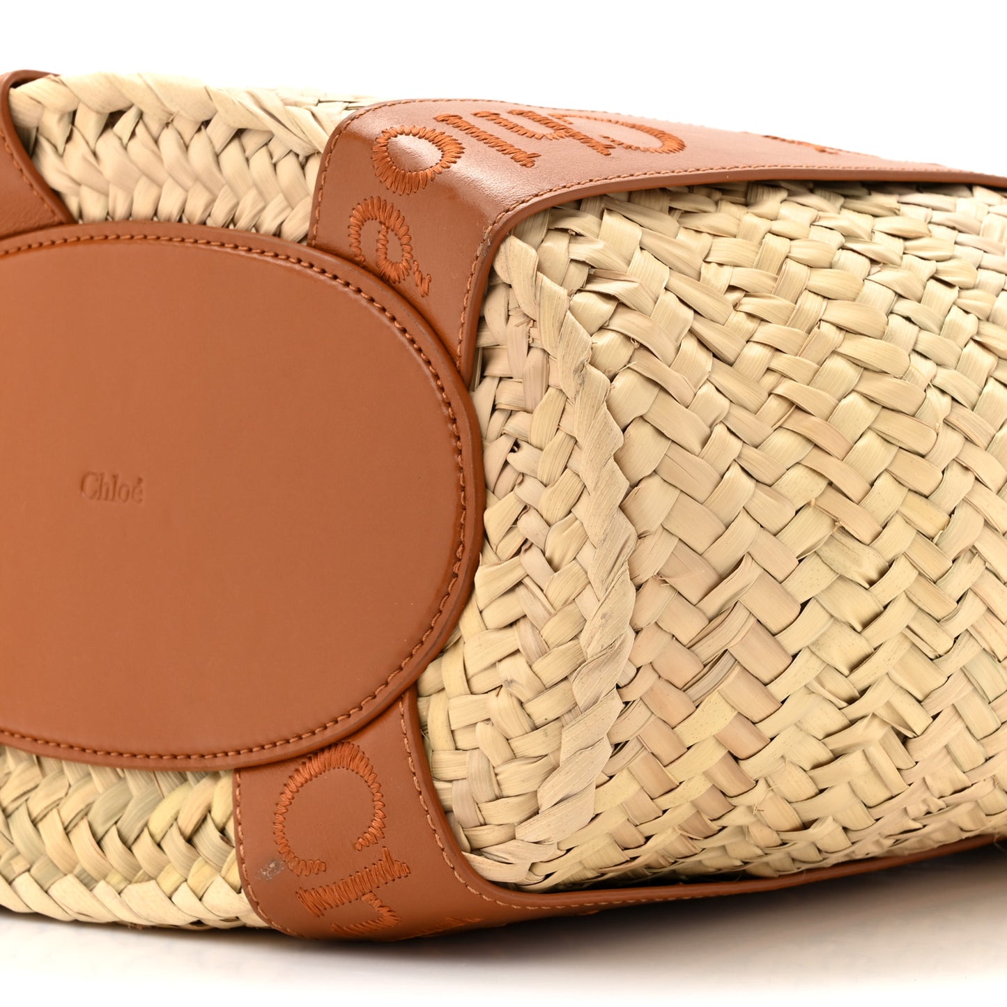 Palm Leaf Smooth Calfskin Medium Sense Basket Caramel
