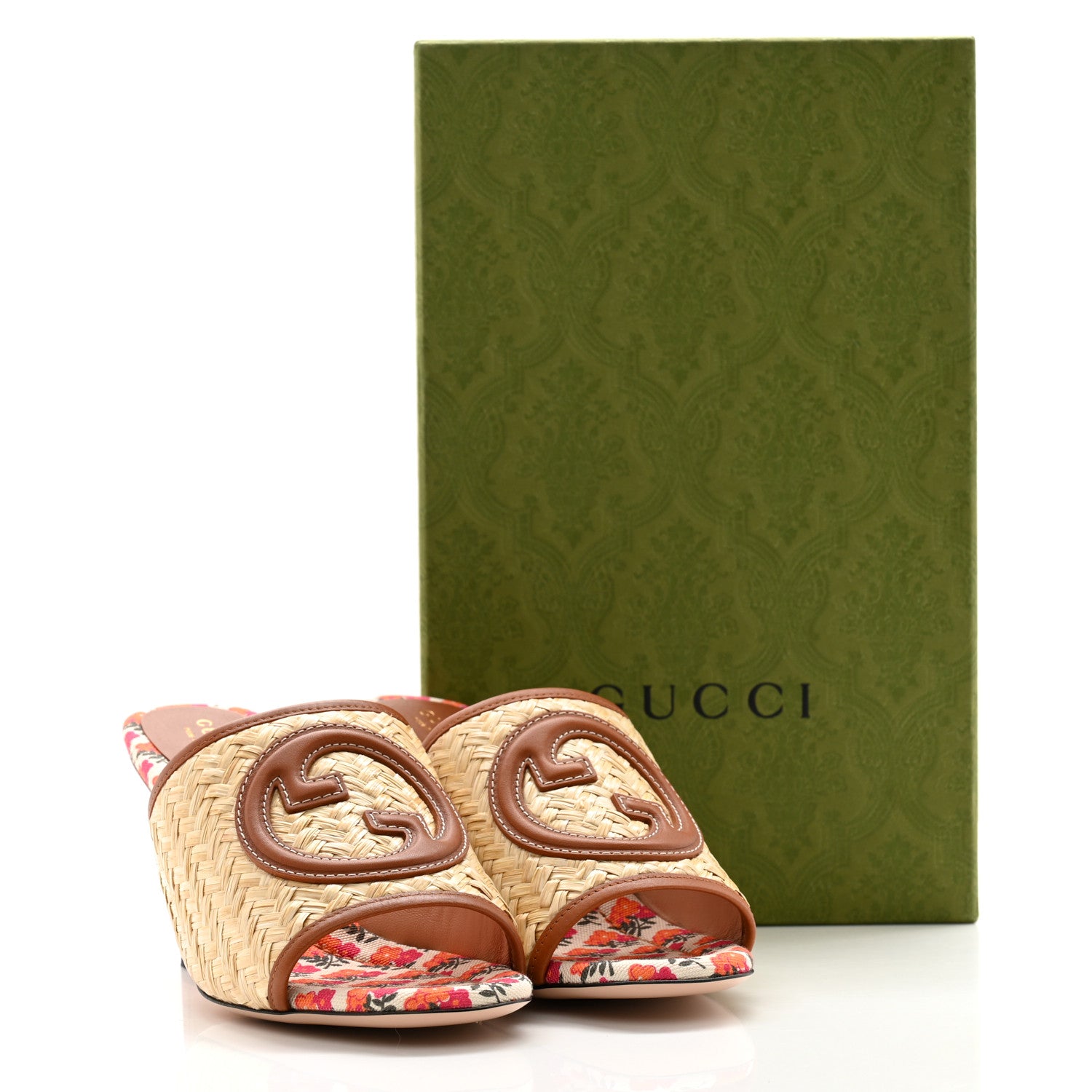 Gucci Raffia Malaga Kid Interlocking G Sandals 37.5 Natural 12 of 12