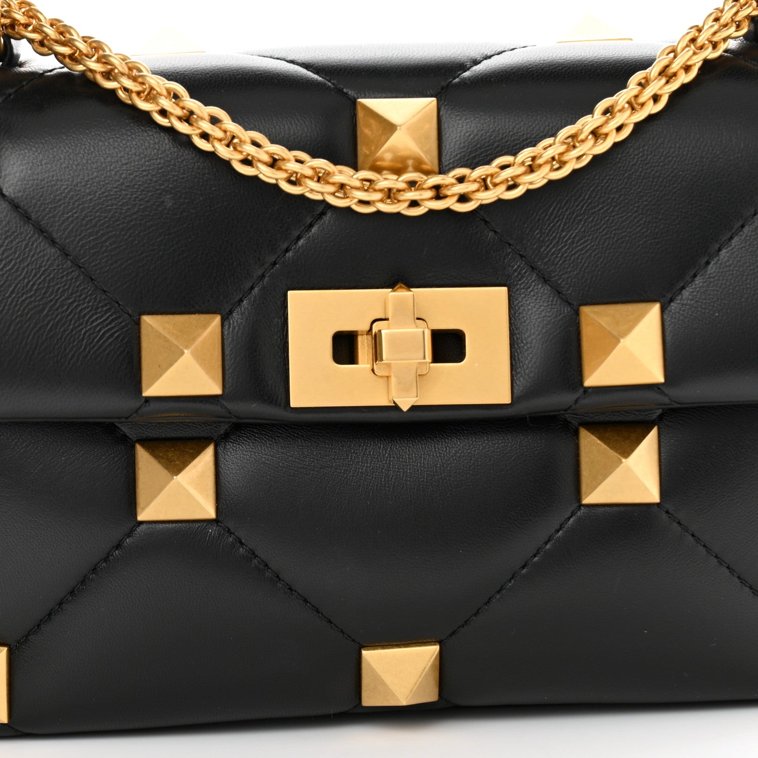 Valentino Garavani Nappa Medium Roman Stud Shoulder Bag Black 7 of 9