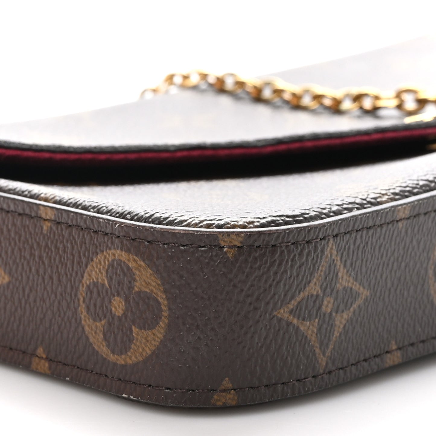 Monogram Pochette Felicie Chain Wallet Fuchsia