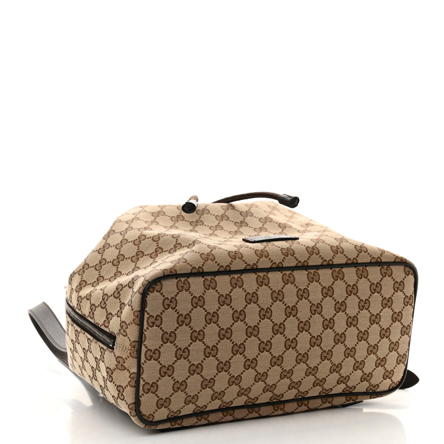 Gucci Monogram Dollar Calfskin O Drawstring Backpack Beige Ebony Testa di Moro Dark Chocolate 3 of 11