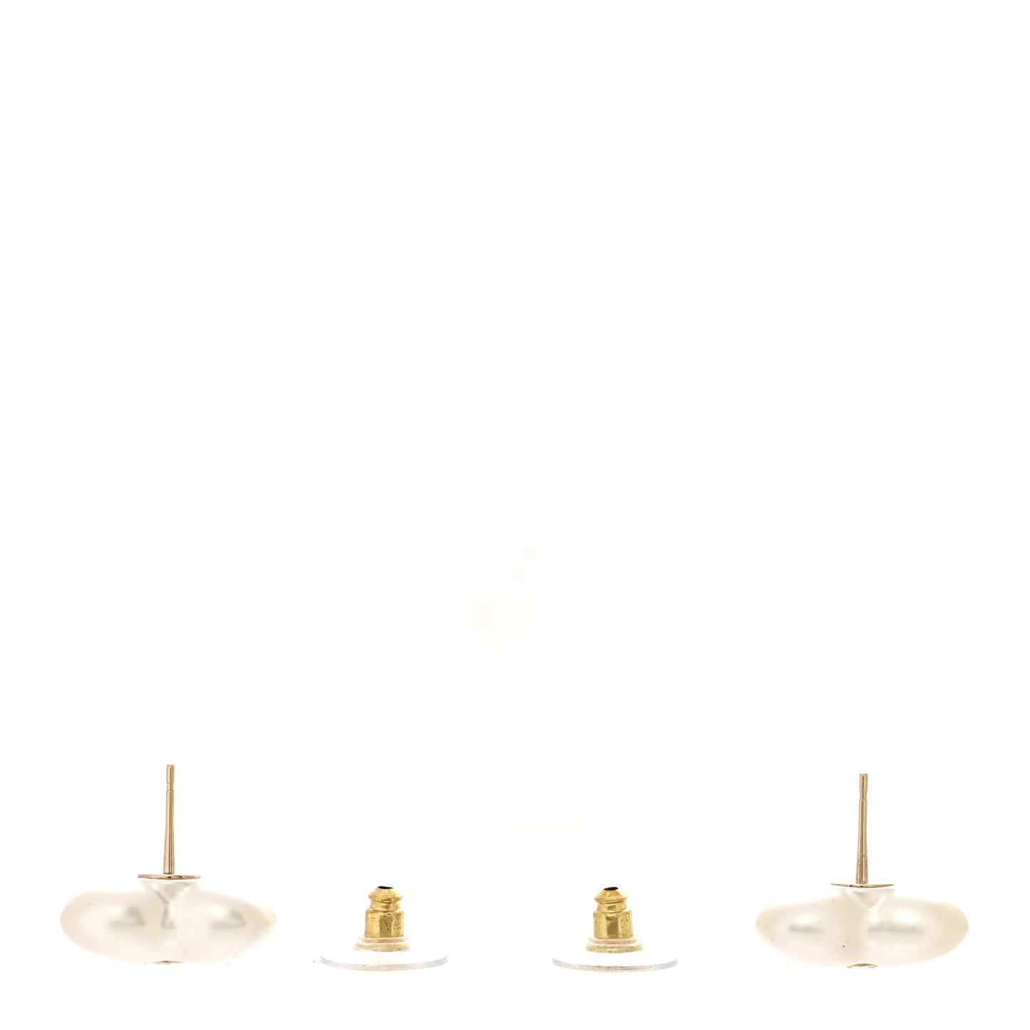 Pearl Crystal CC Heart Earrings Gold