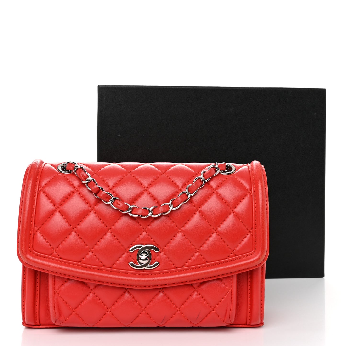 Lambskin Quilted Small Geometric Flap Red