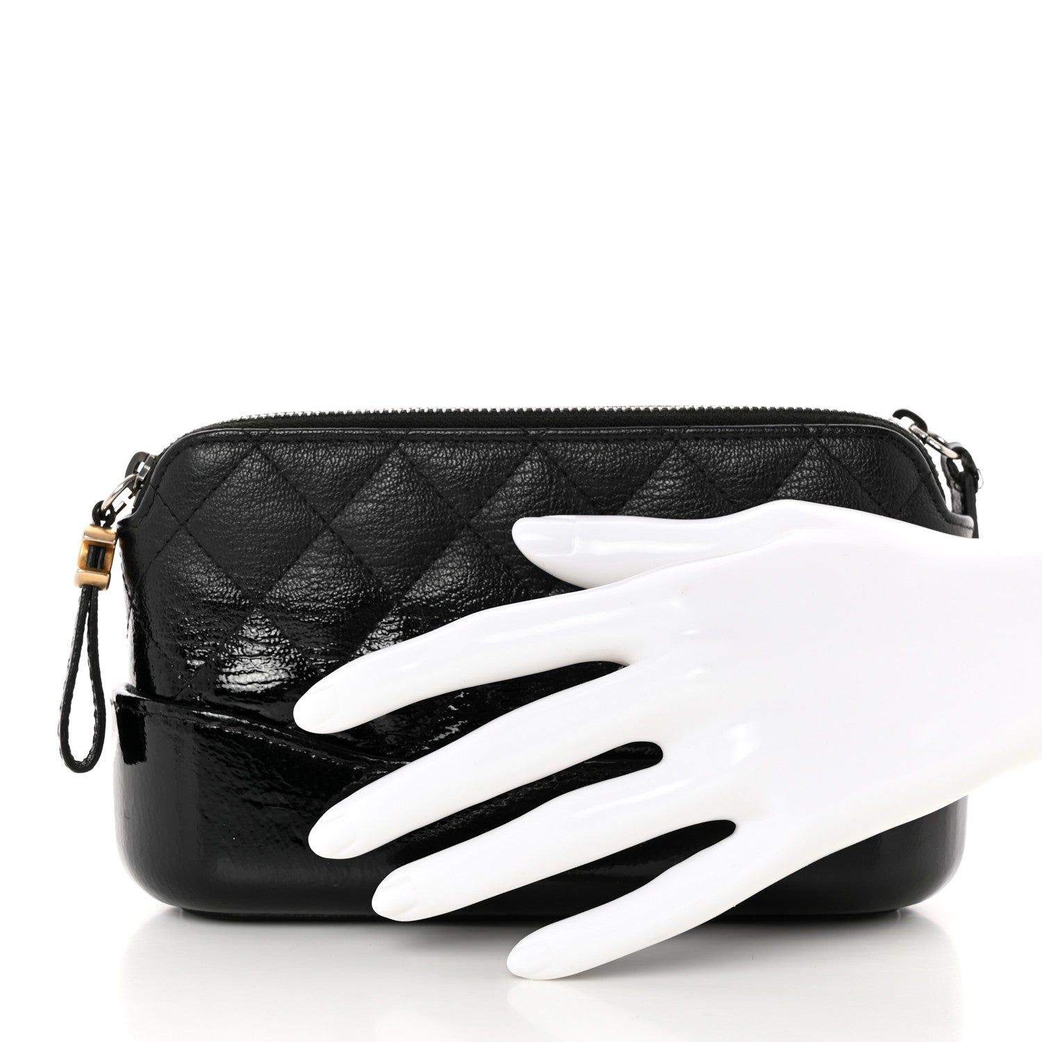 Chanel Patent Goatskin Quilted Small Gabrielle Clutch Black 3 of 11