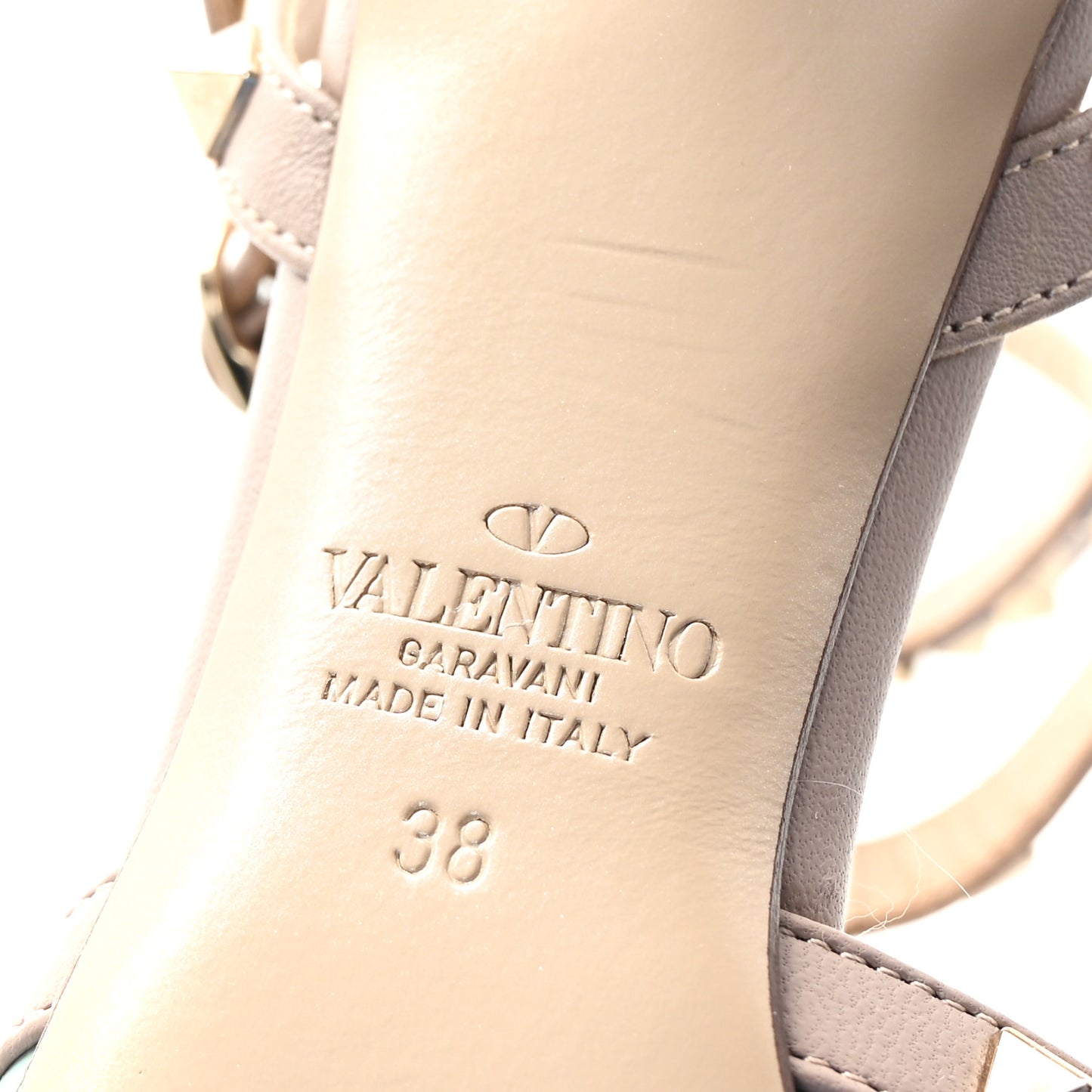 Nappa Rockstud Ankle Strap 65mm Pumps 38 Morning Dew Poudre