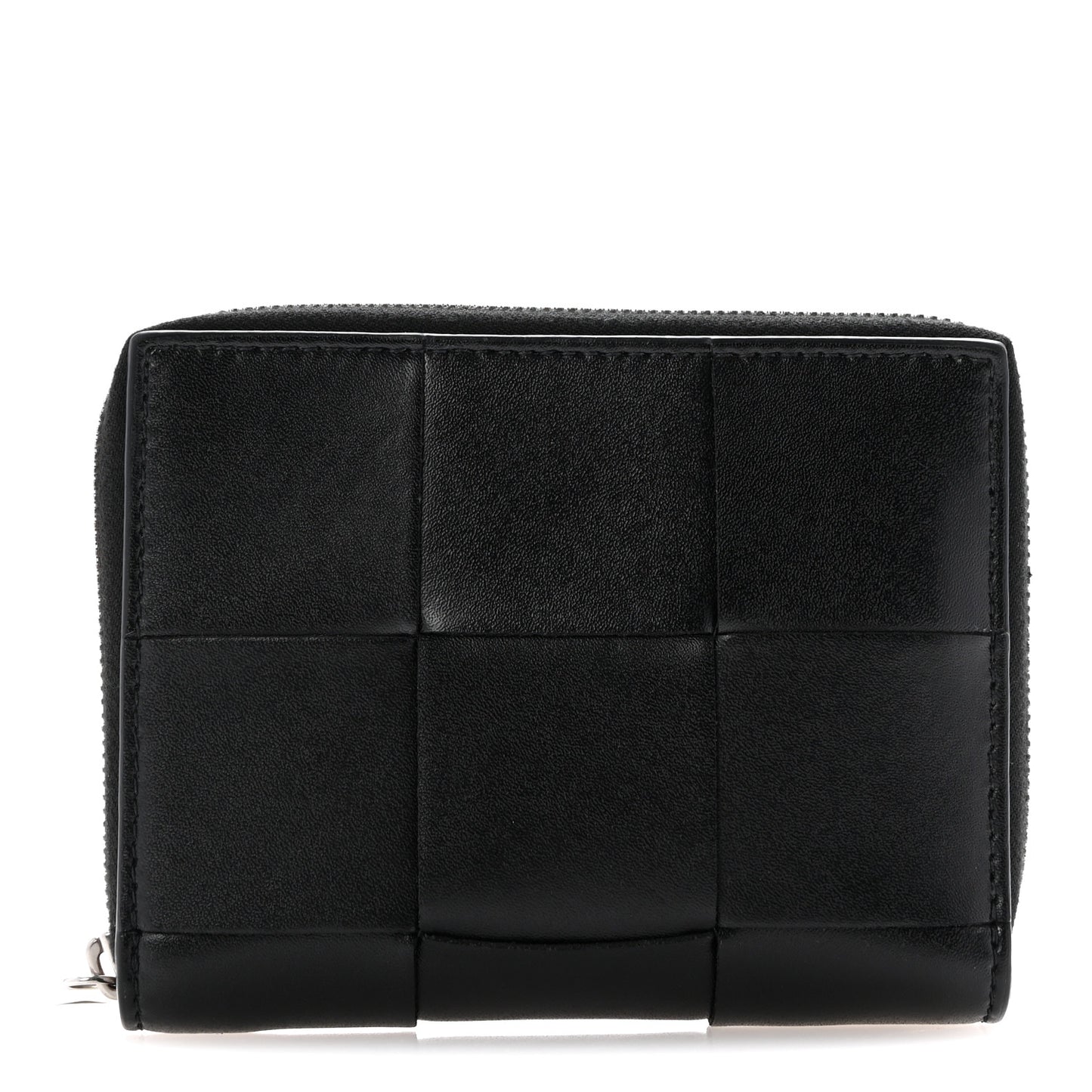 Calfskin Maxi Intreccio Zip Around Wallet Black