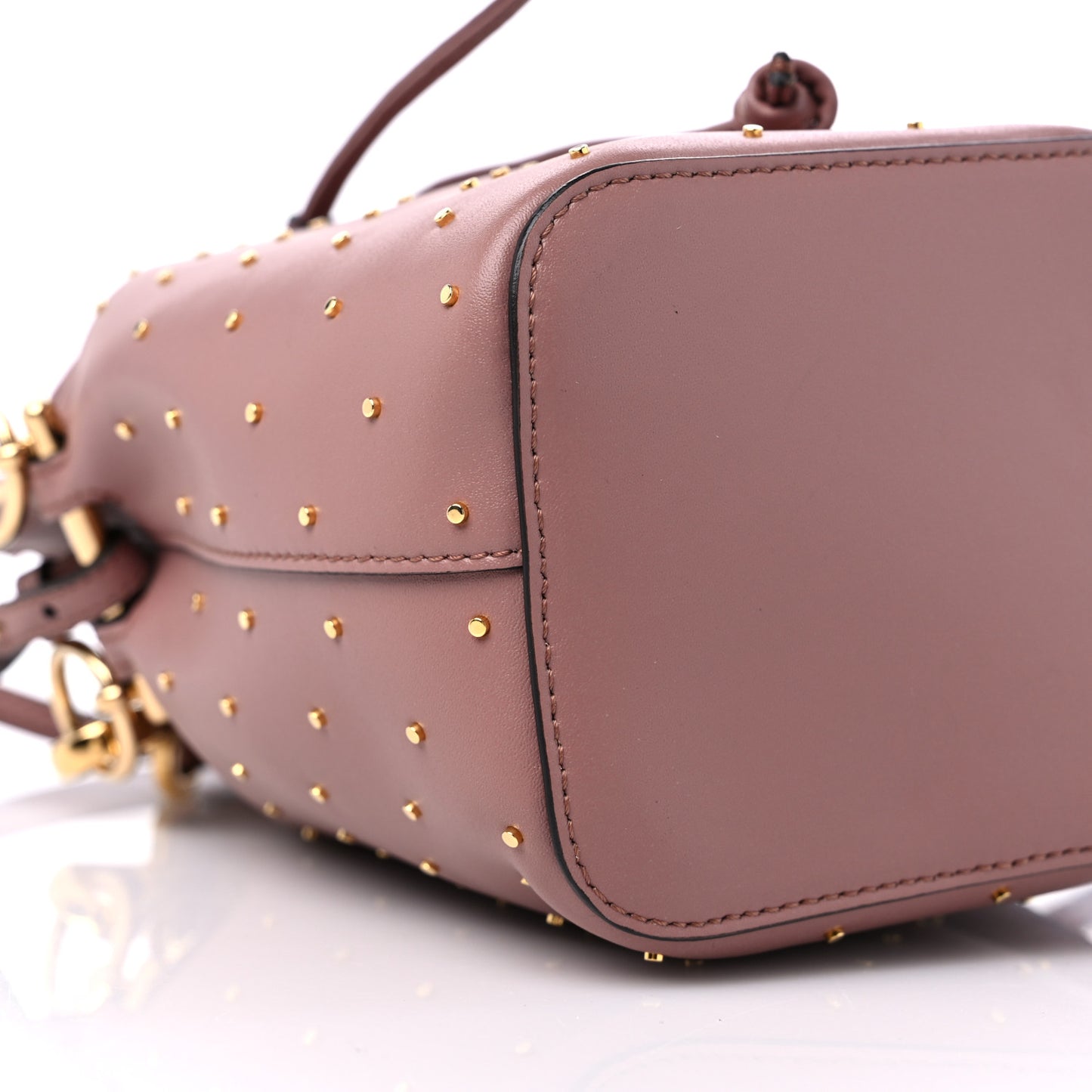 Vitello Liberty F is Fendi Studded Mini Mon Tresor Bucket Bag English Rose