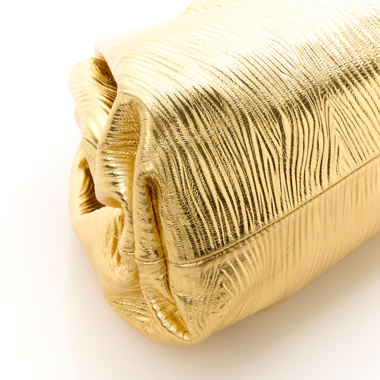 Metallic Bark Calfskin Embossed The Pouch Oversized Clutch Oro