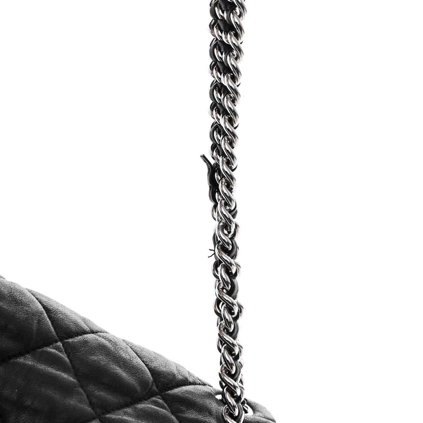 Washed Lambskin Quilted Maxi Chain Around Flap Black