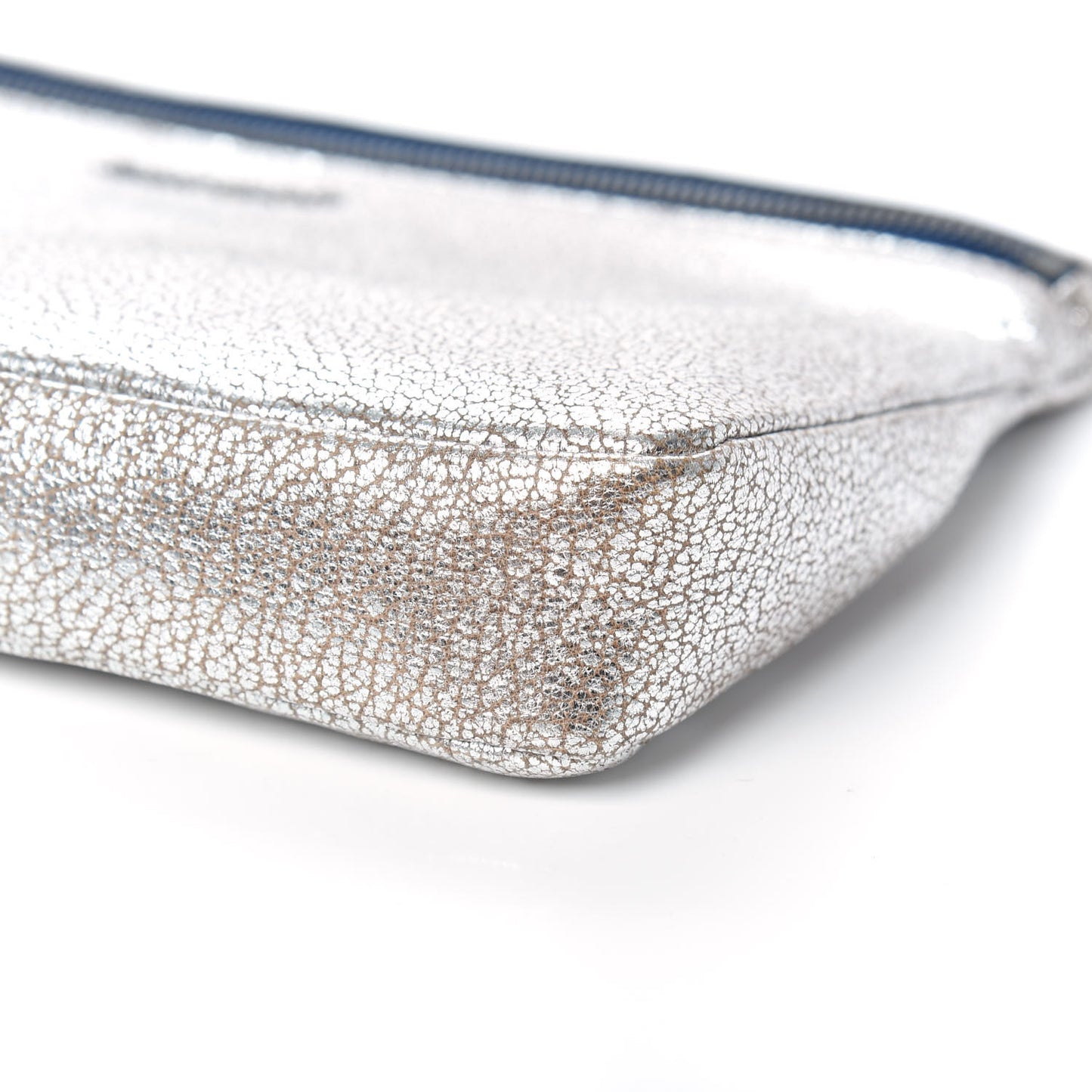 Shimmer Calfskin Zena Clutch Silver