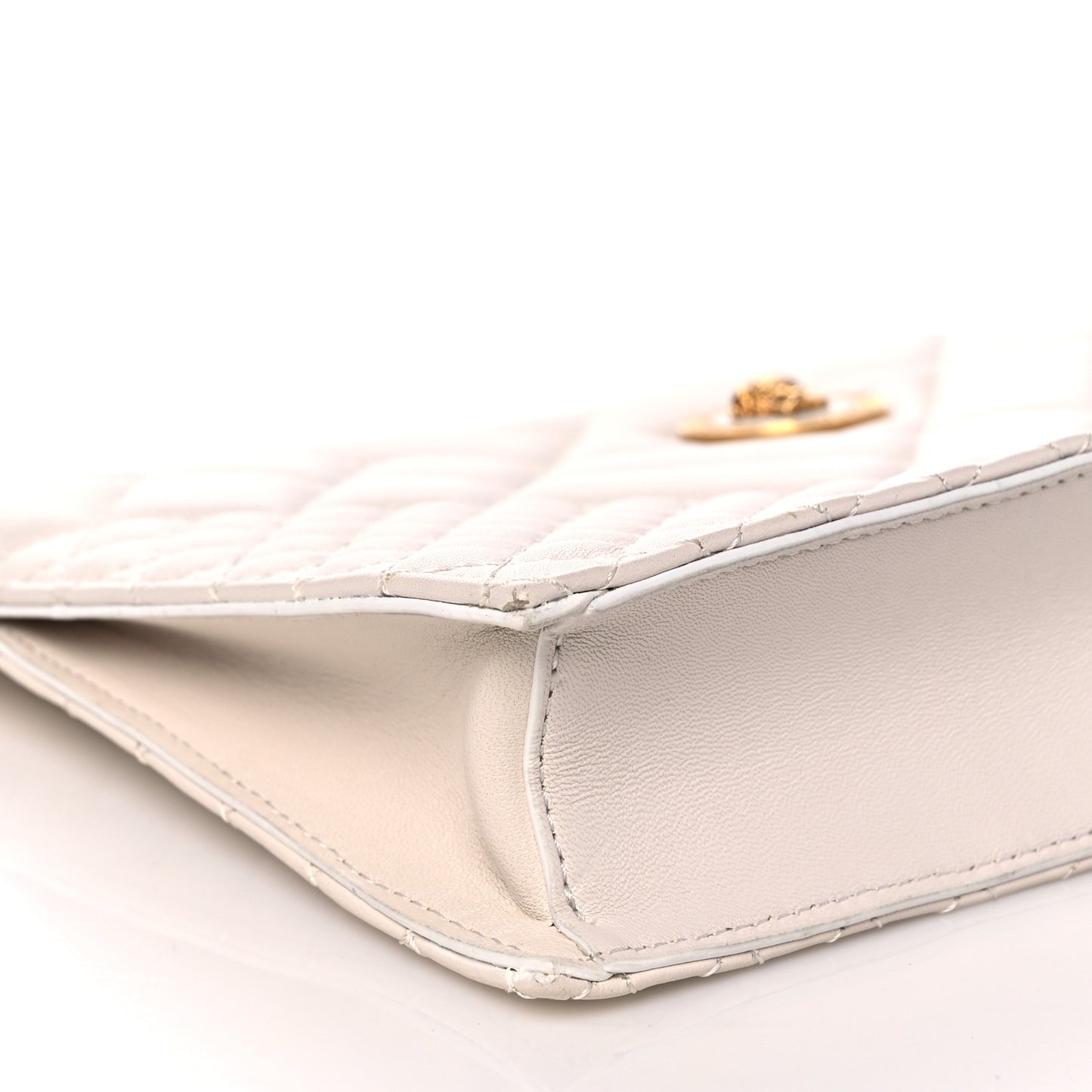 Calfskin Quilted Tribute Icon Crossbody Flat Pouch White