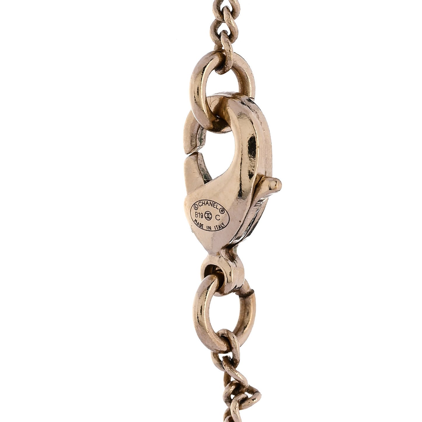 Pearl Crystal CC Pendant Necklace Gold White