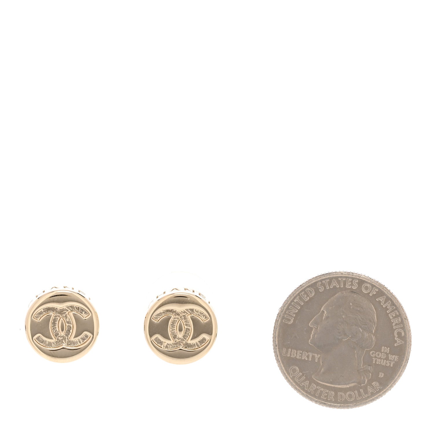 Chanel Metal Round CC Earrings Gold 2 of 5