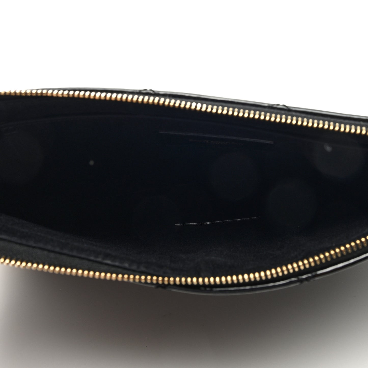 Patent Calfskin Quilted Zipped Pouch Black