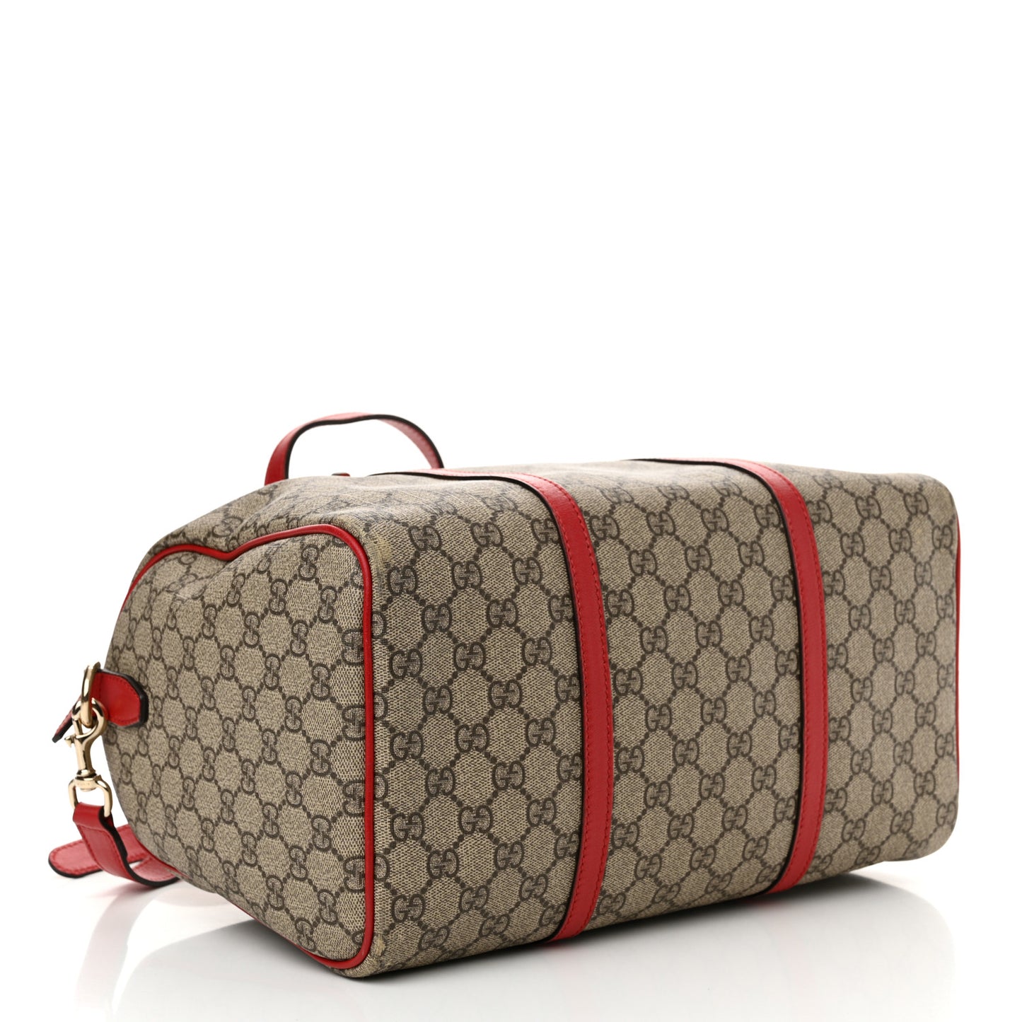 GG Supreme Monogram Calfskin Medium Nice Boston Beige Ebony Hibiscus Red
