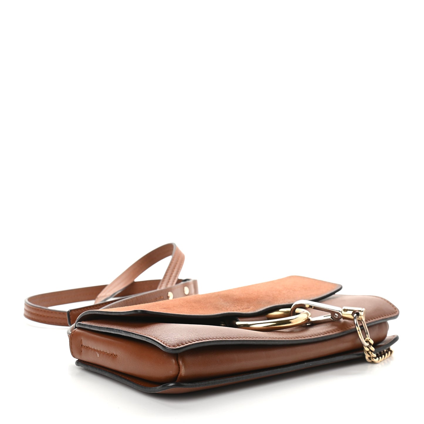 Suede Calfskin Small Faye Shoulder Bag Tobacco