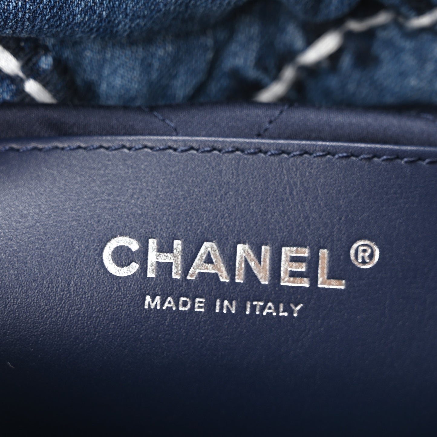 Denim Stitched Quilted Mini Chanel 22 Blue