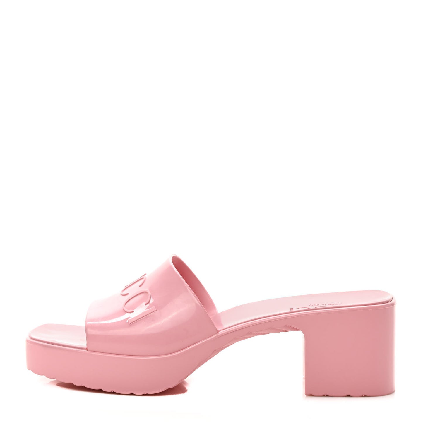 Rubber Gucci Logo Womens Platform 20/60mm Slide Sandals 35 Wild Rose