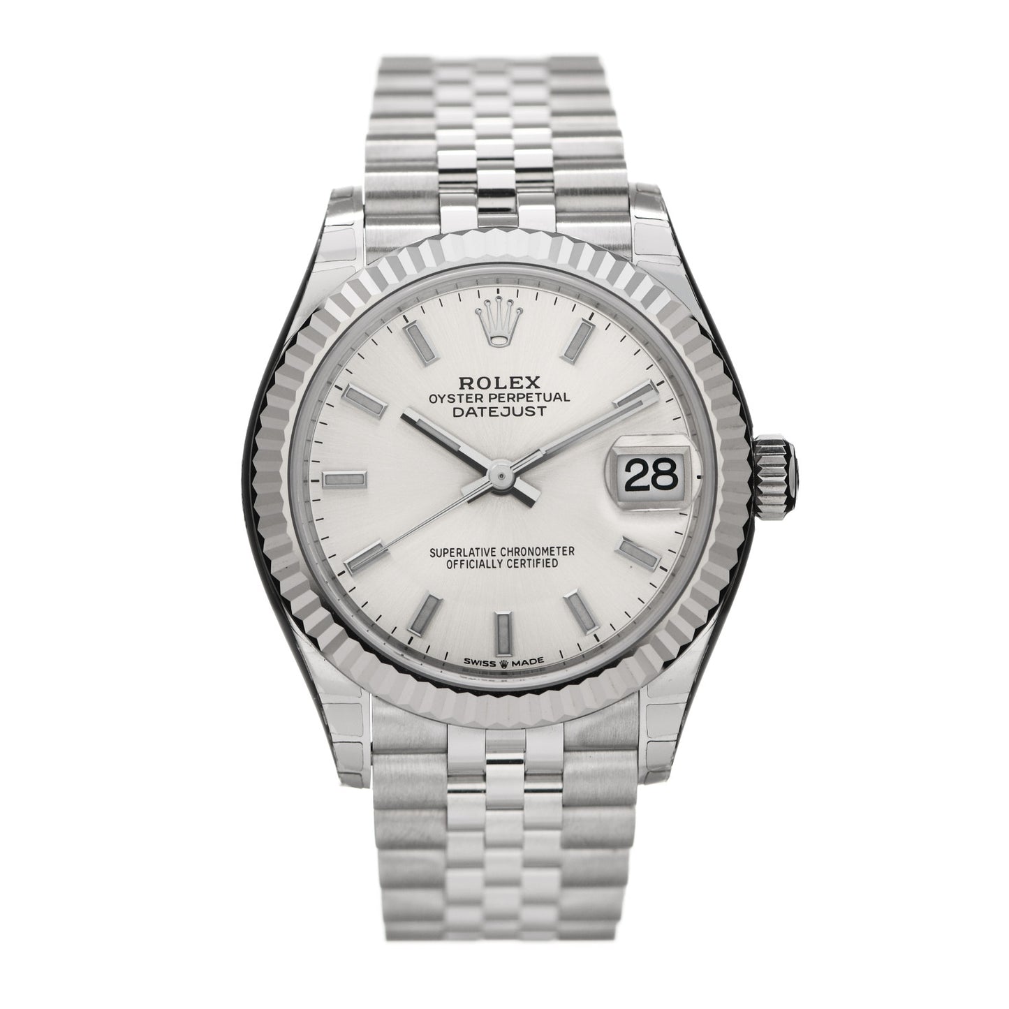 Stainless Steel 18K White Gold 31mm Oyster Perpetual Datejust Watch Silver 278274