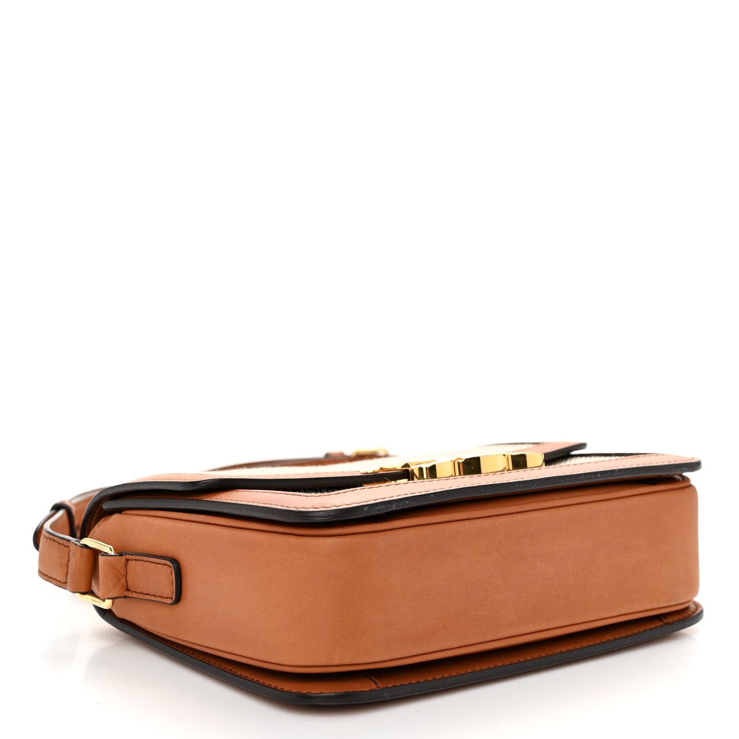 Celine Textile Natural Calfskin Classique Triomphe White Tan 4 of 12