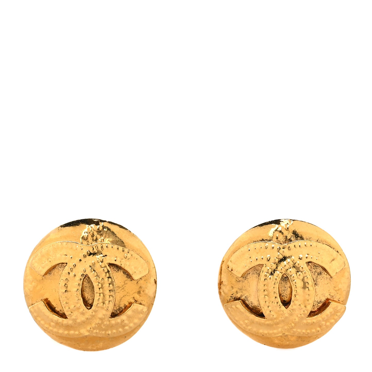 Round CC Clip On Earrings Gold