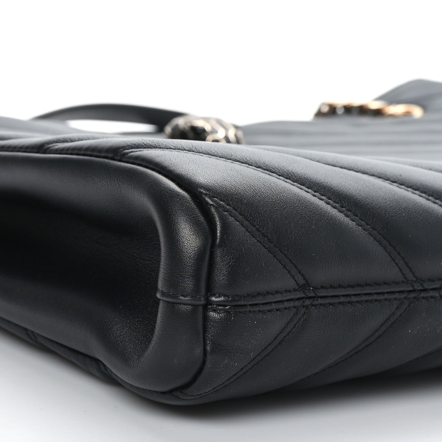 Bulgari Calfskin Matelasse Serpenti Cabochon Tote Bag Black 7 of 8