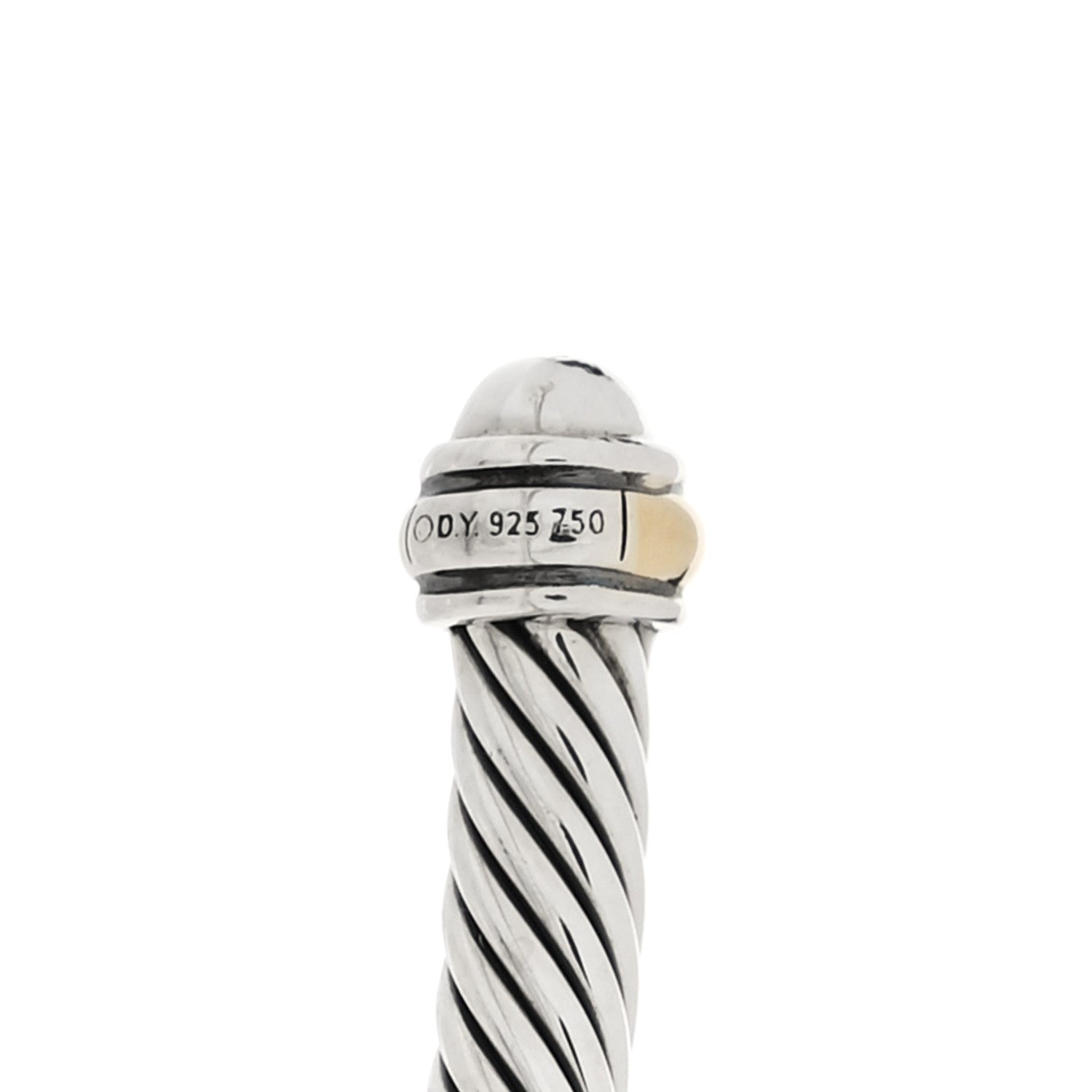David Yurman Sterling Silver 18K Yellow Gold 4mm Cable Classics Bracelet 3 of 3