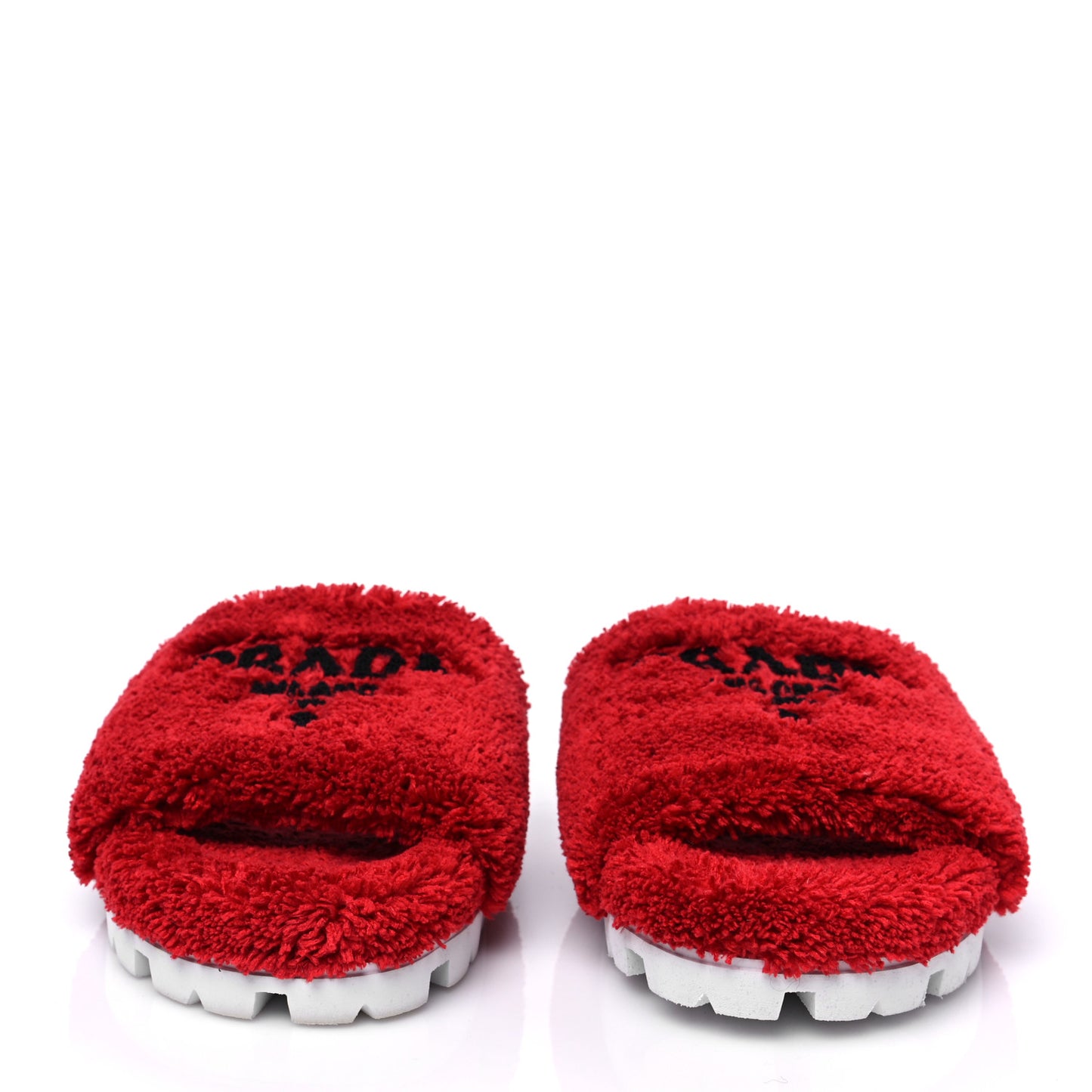 Terry Cloth Logo Lug Sole 20mm Slide Sandals 41 Rosso Black