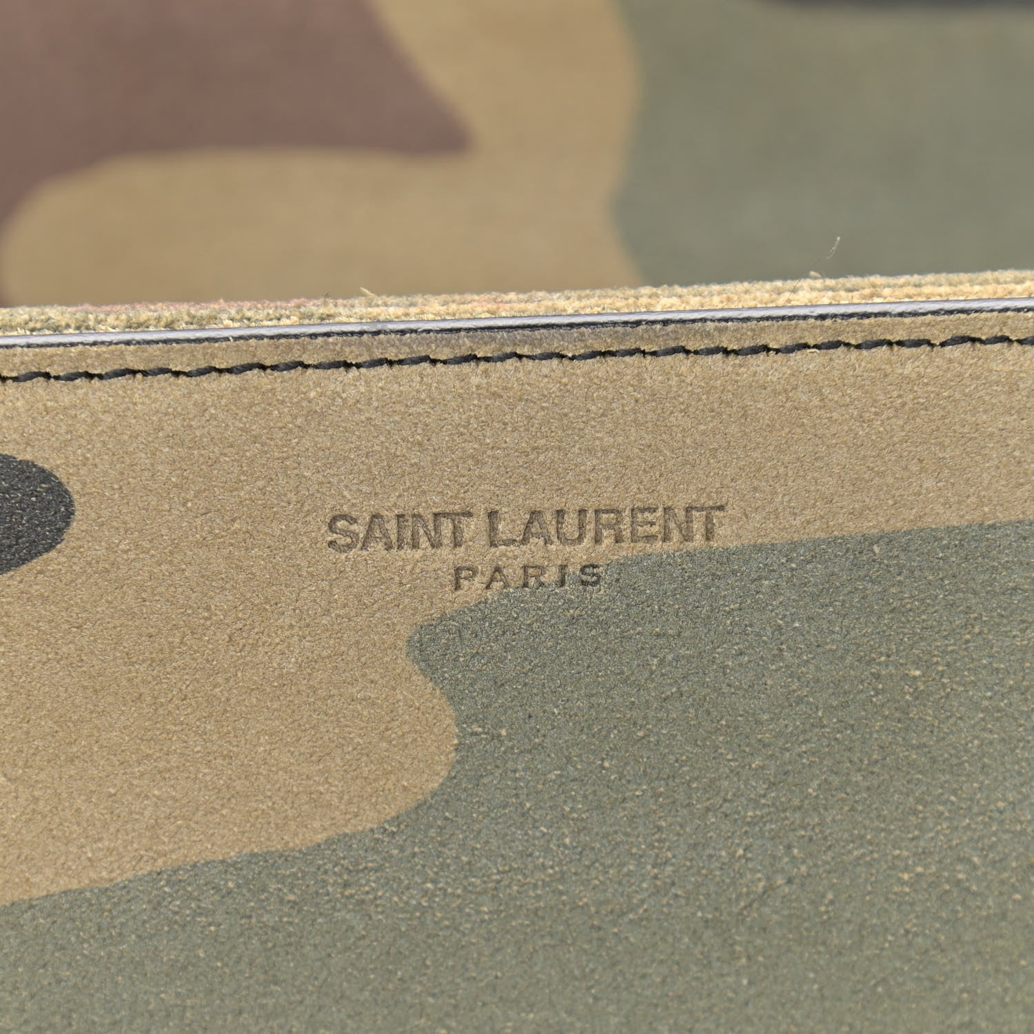 Saint Laurent Suede Monogram University Camouflage Shoulder Bag Green 7 of 11