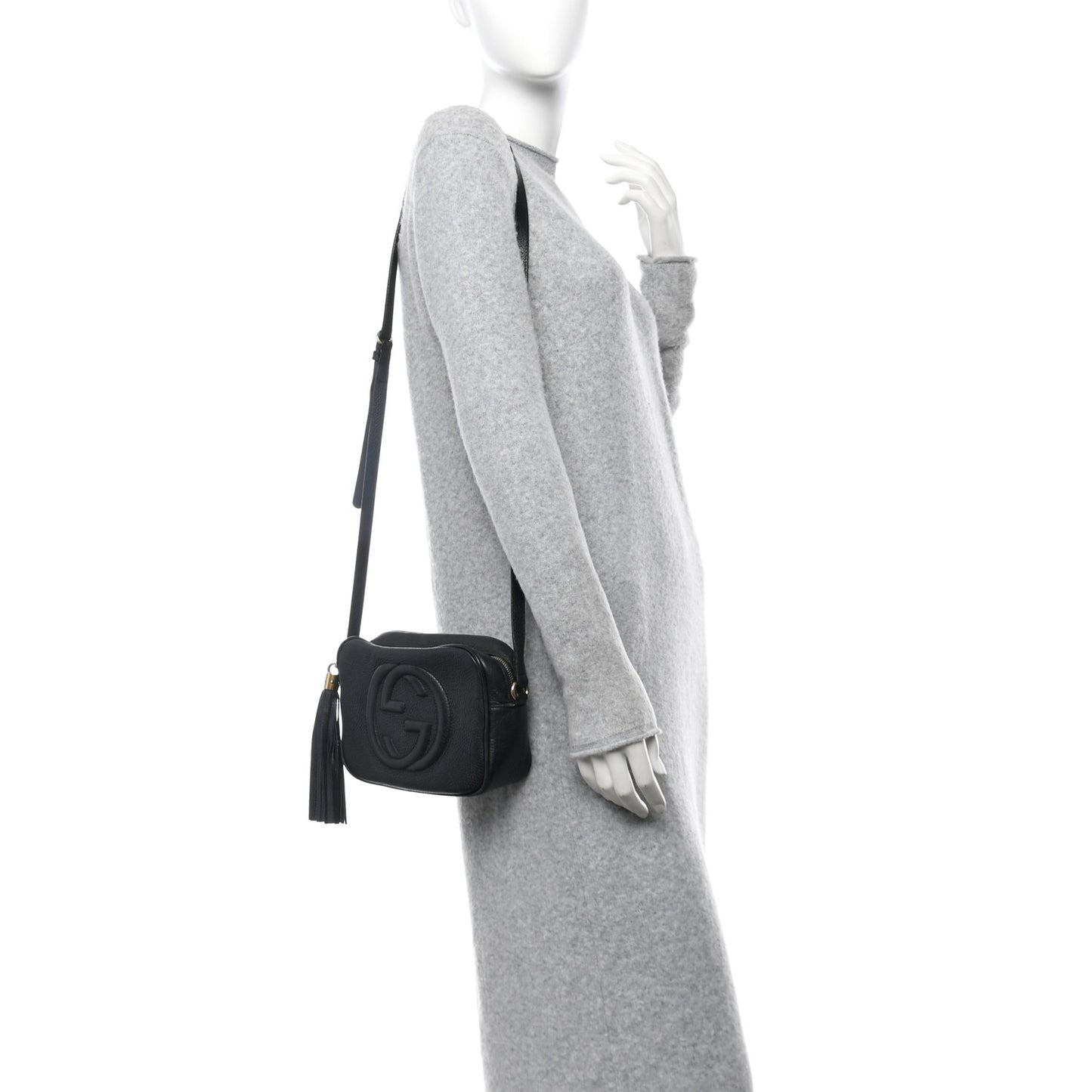 Pebbled Calfskin Small Soho Disco Bag Black