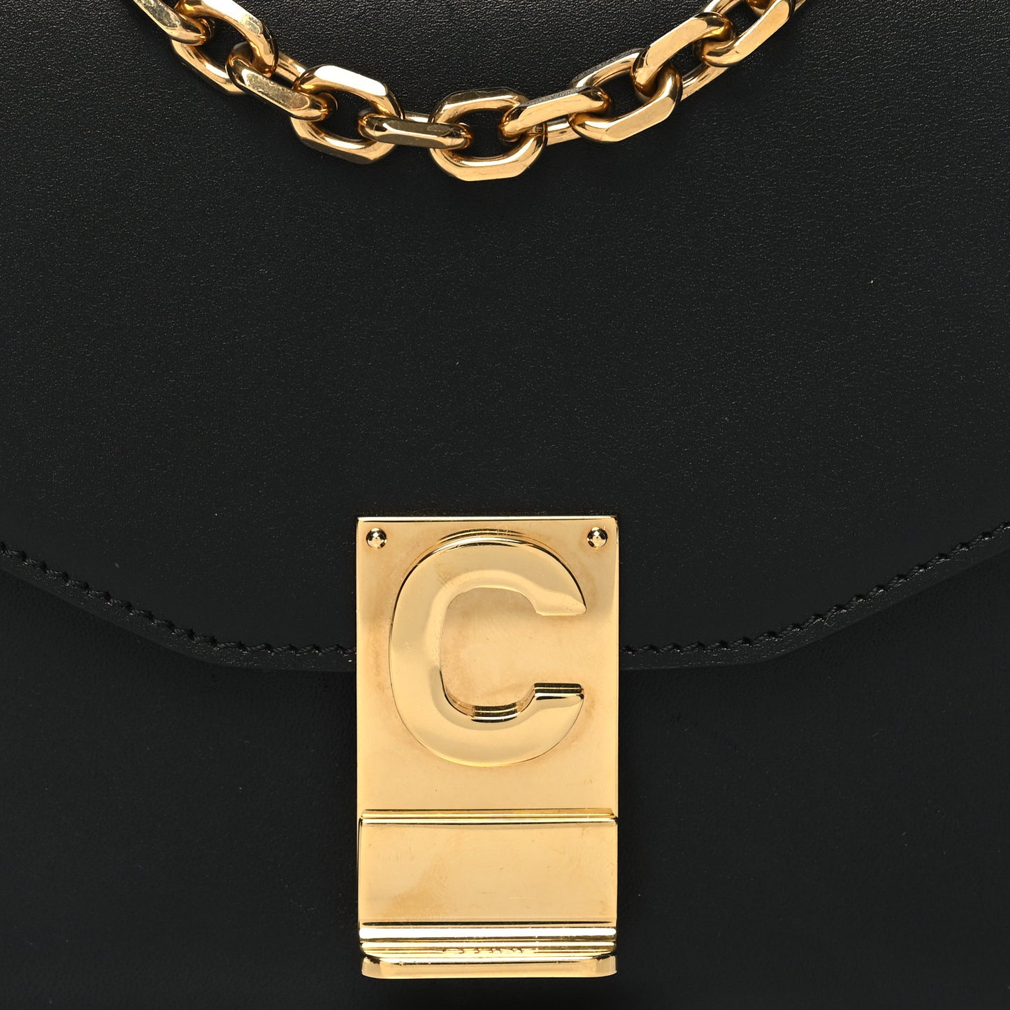 Shiny Calfskin Small C Bag Black