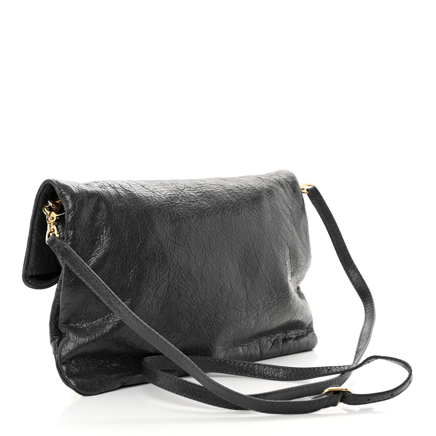 Agneau Giant 12 Gold Hardware Envelope Strap Clutch Gris Fossile