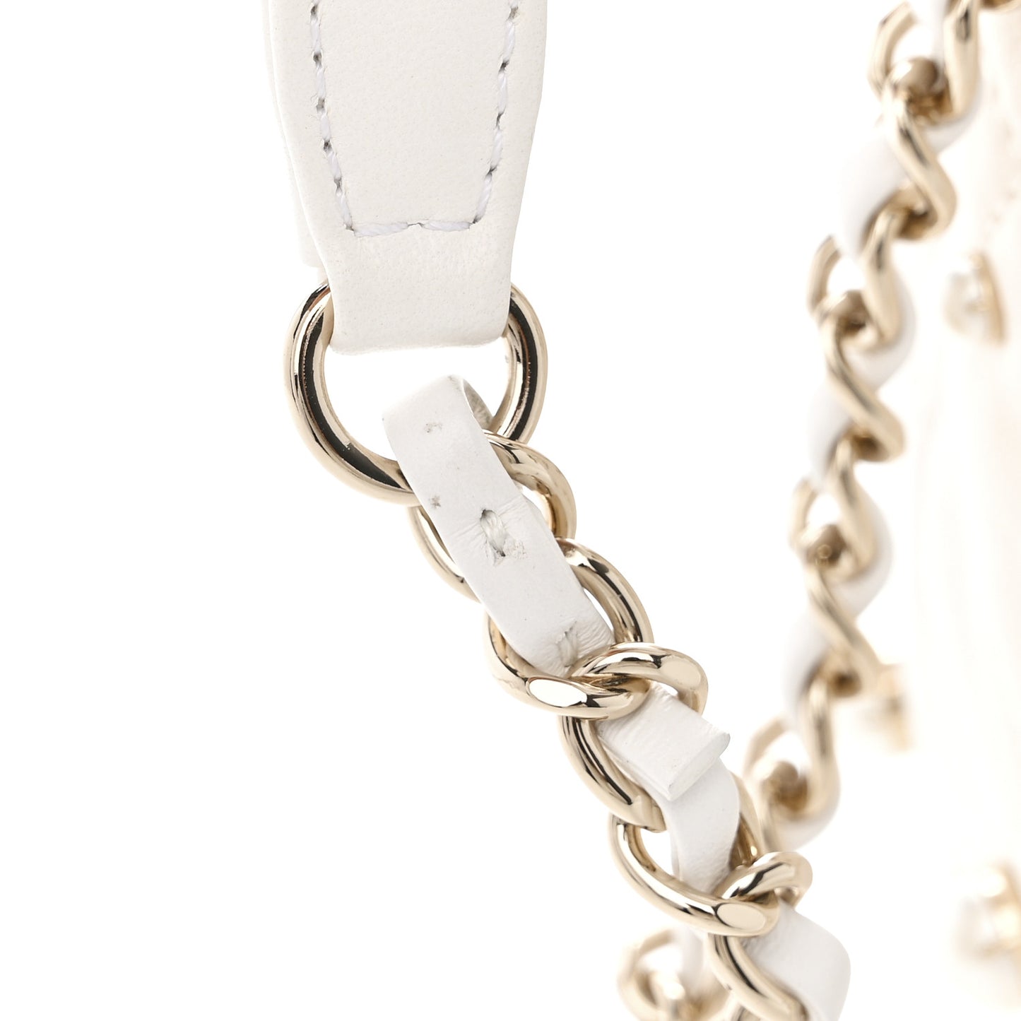 Lambskin Quilted Pearl About Pearls Drawstring Bag White