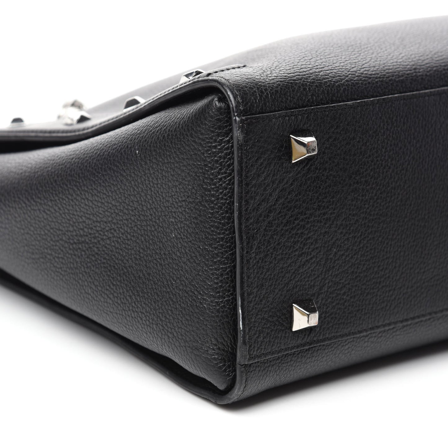 Grained Calfskin Large Catherine Studs Tote Black