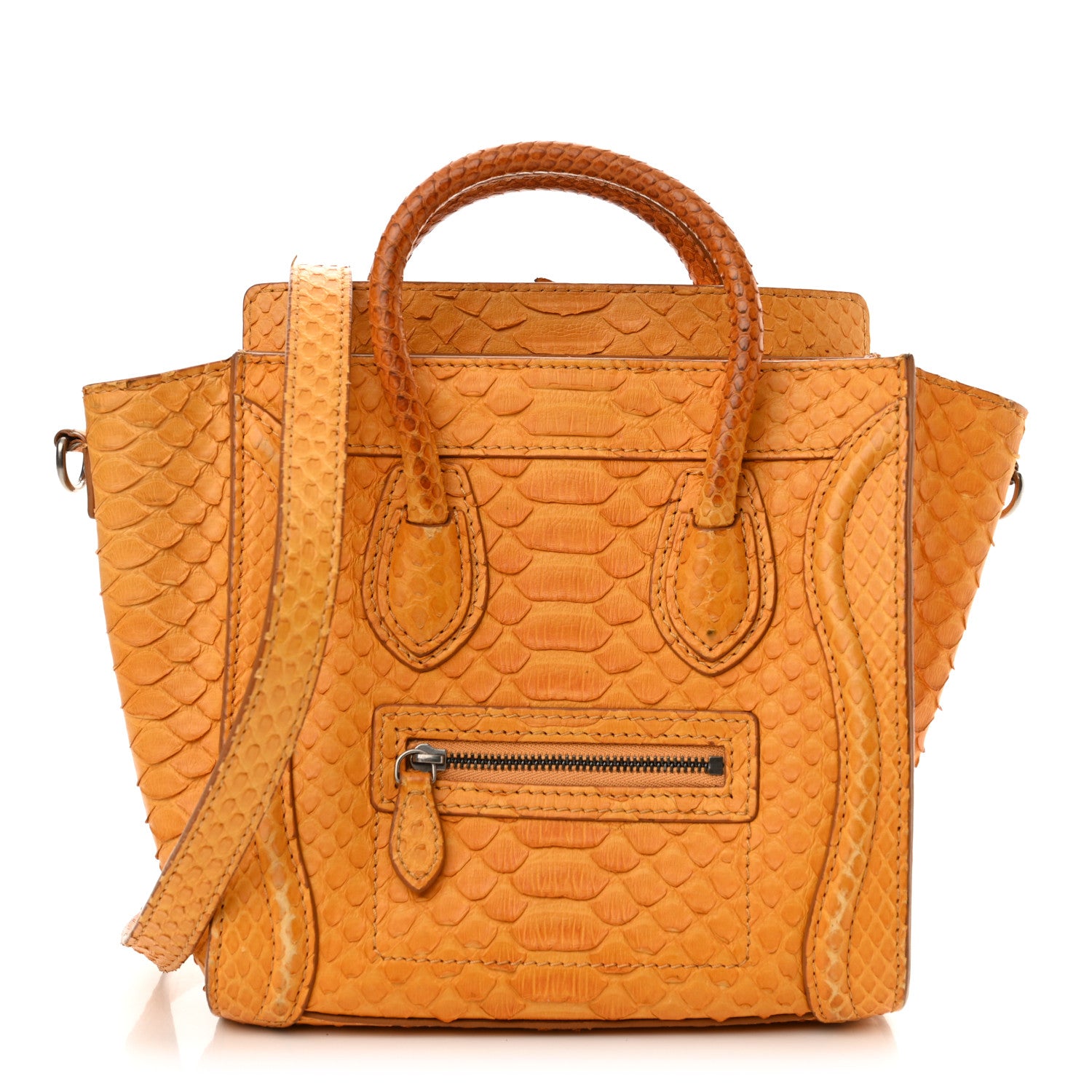 Celine Snakeskin Calfskin Nano Luggage Yellow 1 of 21