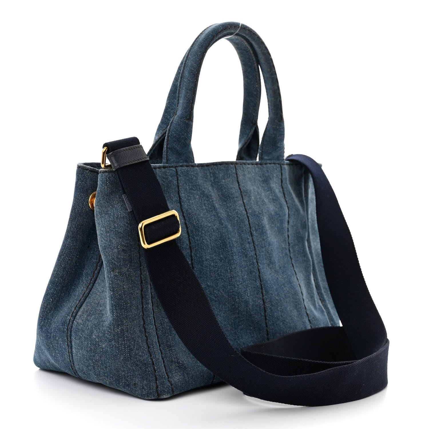 Prada Denim Small Logo Tote Bleu 3 of 10