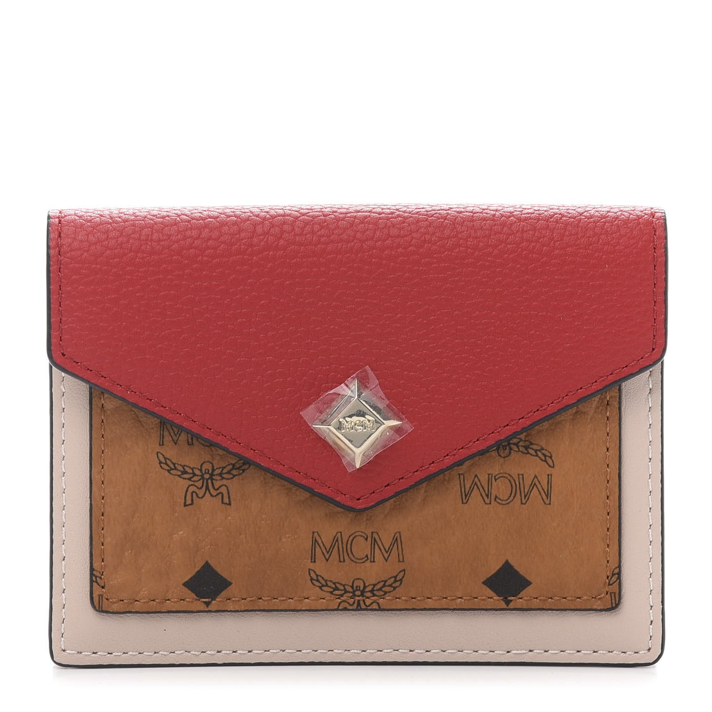 Visetos Mini Love Letter Flap Wallet Cognac White Red