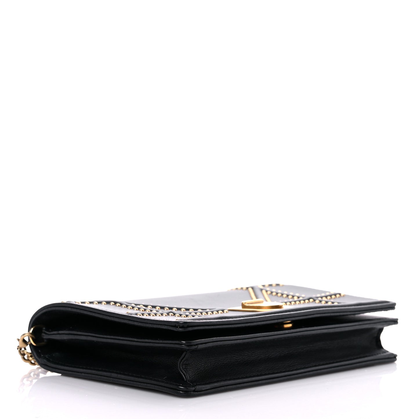 Lambskin Studded Micro Diorama Flap Bag Black