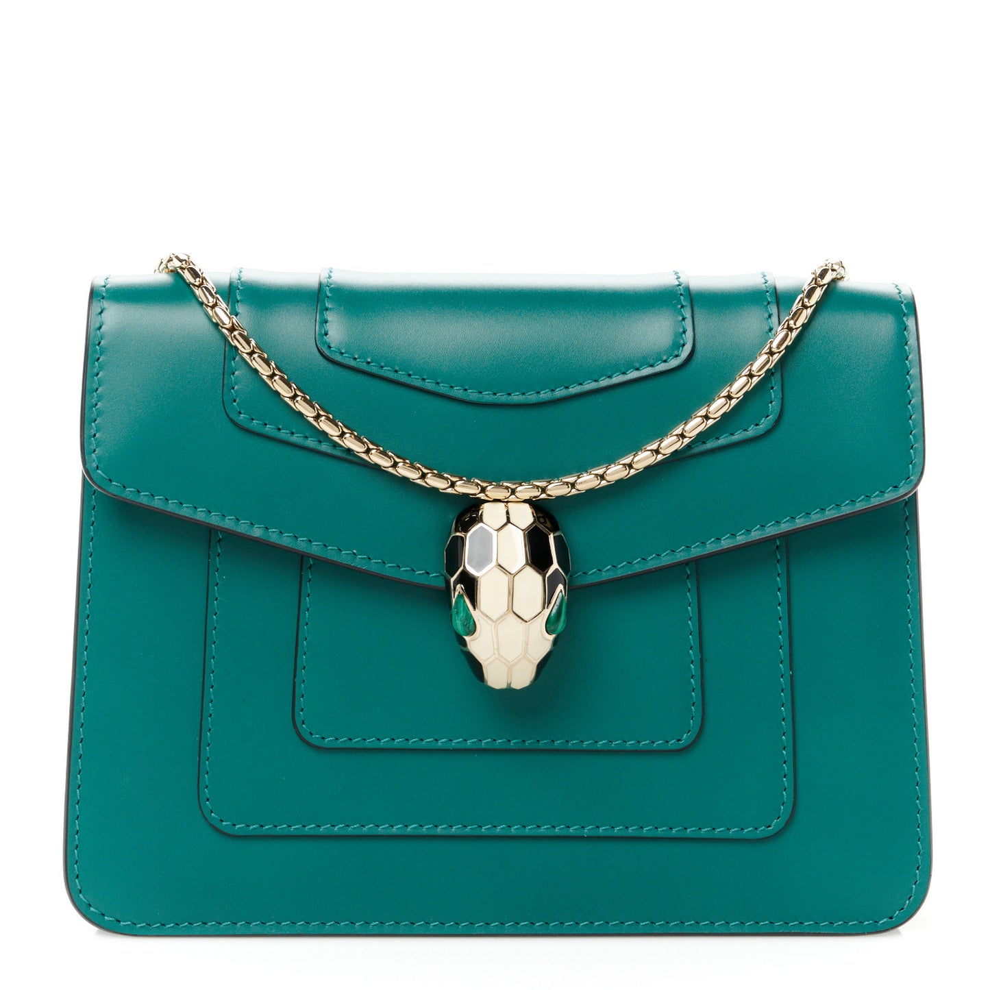 Calfskin Small Serpenti Forever Snake Strap Crossbody Bag Emerald Green
