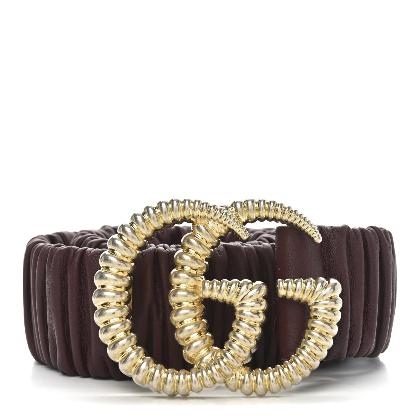 Calfskin Elastic Torchon Double G 40mm Belt 80 32 Burgundy